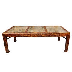 Monumental Striking Chinese Stone and Wood Dining Table