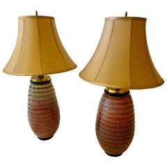 Pair of Seguso Murano Glass Lampx