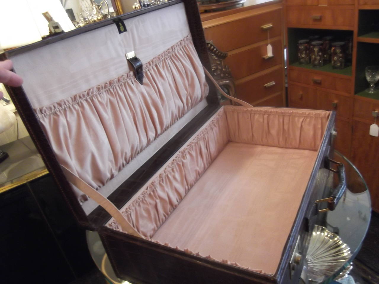 English Luxurious Mark Cross Alligator Suitcase