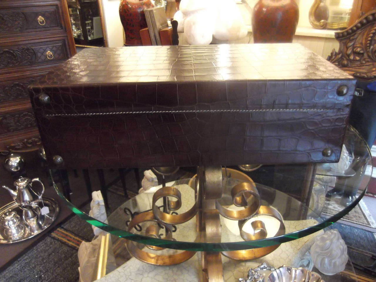 Mid-20th Century Luxurious Mark Cross Alligator Suitcase