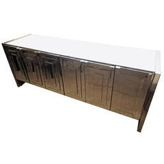 Glitzy Mid-Century Modern Mirrored Sideboard or Credenza Vintage Glitzy Mid-Century Modern Mirrored Sideboard or Credenza