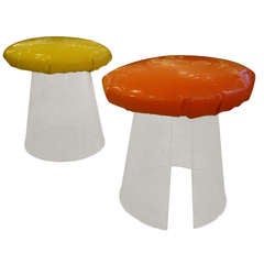 Vintage Totally Fun Lucite and Patent Leather Little Stools