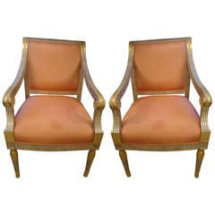 Pair of Silver and Gold J. Robert Scott Armchairs