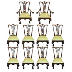 Set of Ten Mahogany Chippendale Dining Chairs