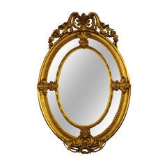 Magnificent French Rococo Large Oval Mirror