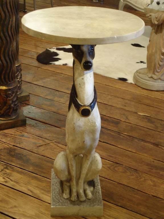 Pair of Painted Iron Dog Motiffe Endtables