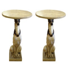 Pair of Painted Iron Dog Motiffe Endtables