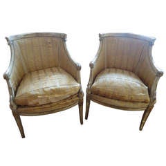Antique Pair of Incredibly Pretty French Empire Bergeres