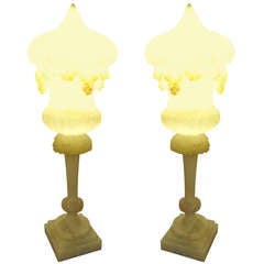 Pair of Very Unusual Italian Alabaster Lamps