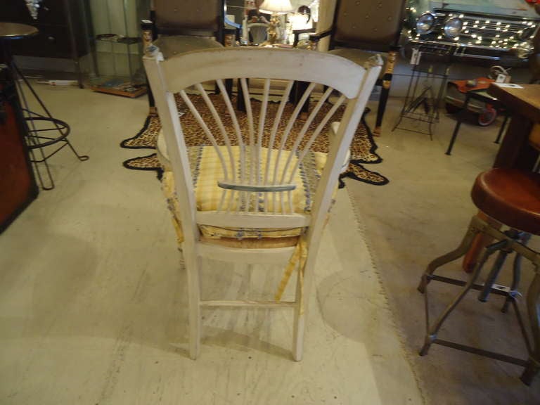 Six or Pairs of Provencal Hand Painted Rush Seat Armchairs In Excellent Condition In Hopewell, NJ