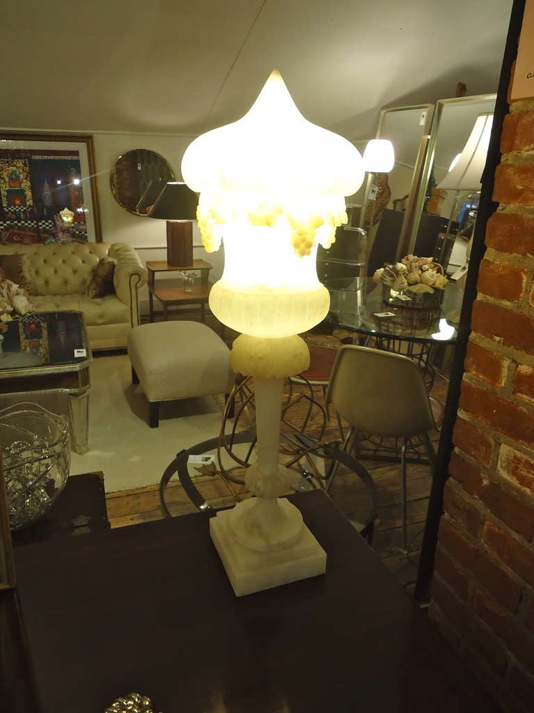 Pair of Very Unusual Italian Alabaster Lamps