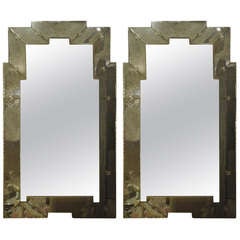 Pair of Venetian style Aged Skyscraper Mirrors