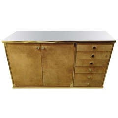 Suede, Chrome and Mirrored Sideboard