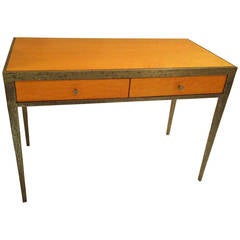 Vintage Modern Steel and Maple Writing Desk
