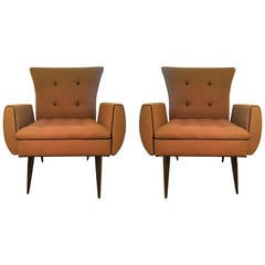 Pair of Mid-Century Modern Italian Gio Ponti Style Club Chairs
