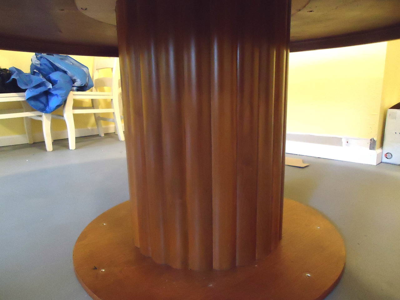 Large Custom Round Burled Birch Pedestal Table