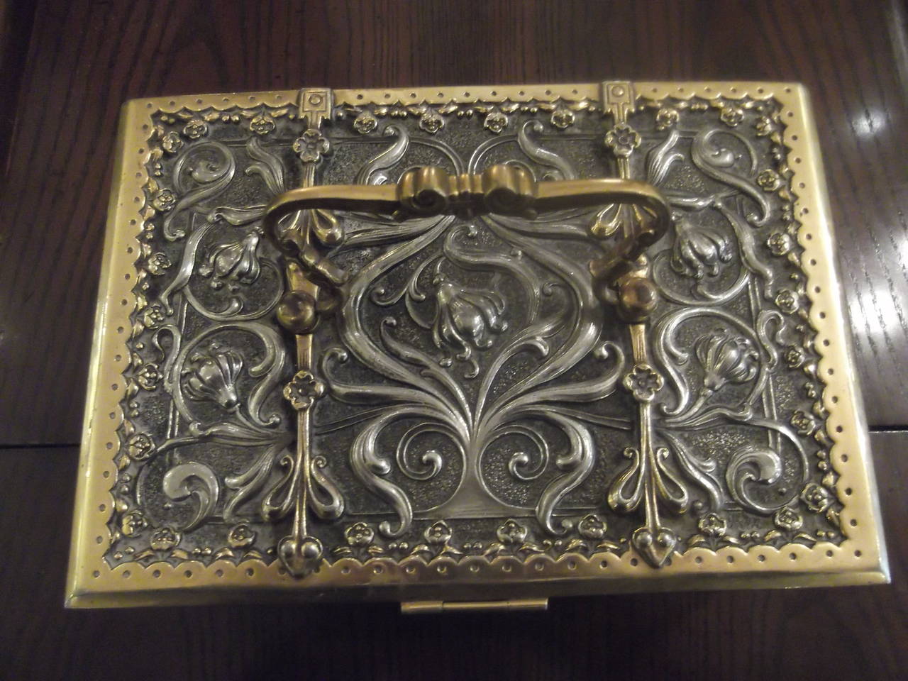 Gorgeous Cast Bronze and Silvered Box In Excellent Condition In Hopewell, NJ