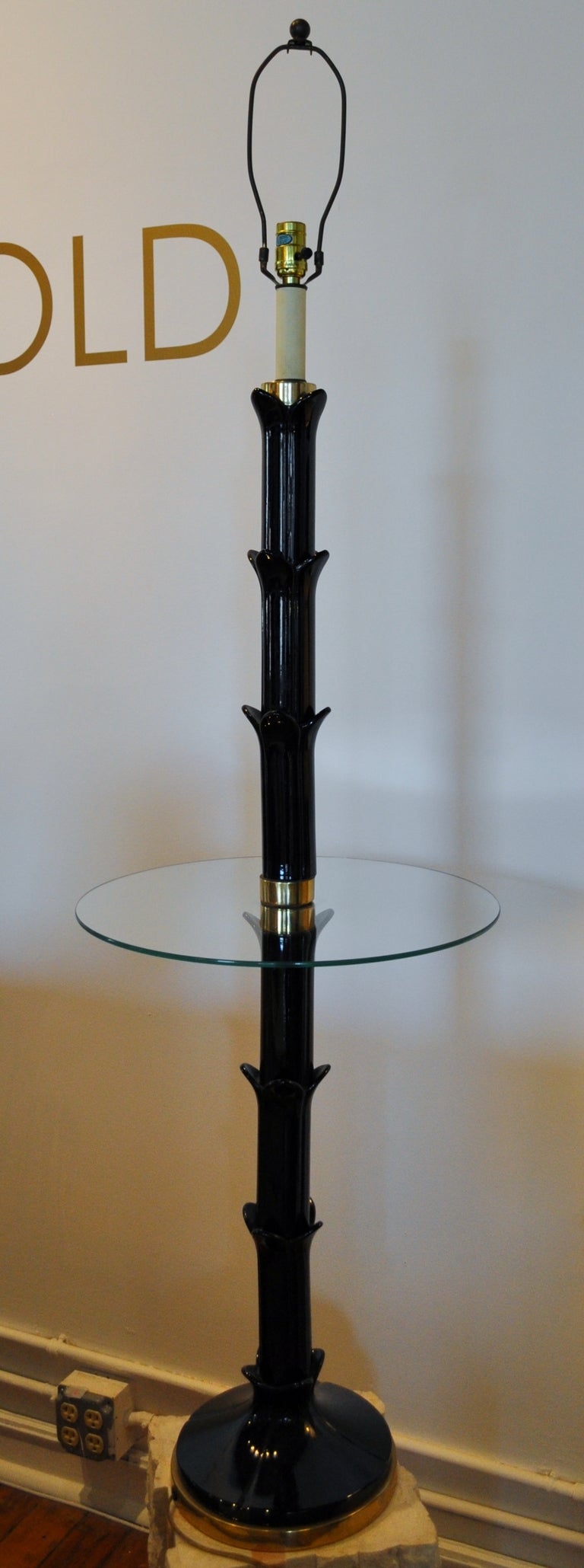 Hollywood Regency Palm Floor Lamp with Table