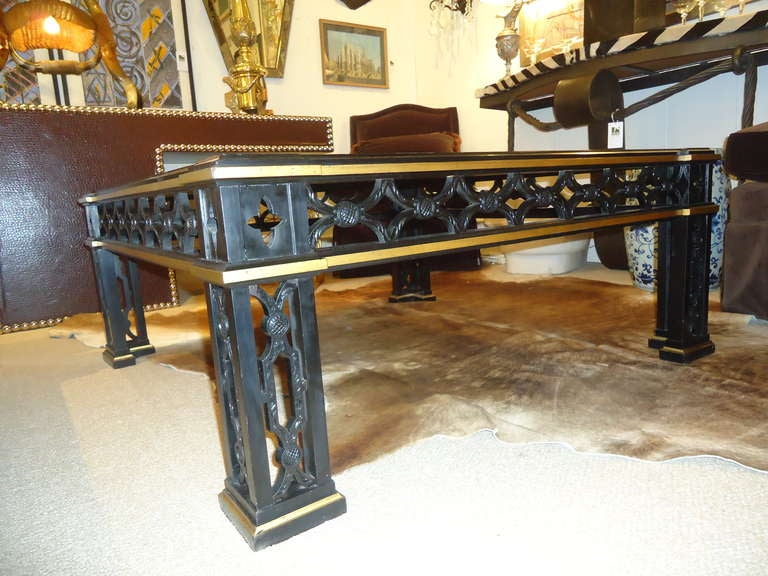 Ebonized and Giltwood Large Square Coffee Table In Excellent Condition In Hopewell, NJ