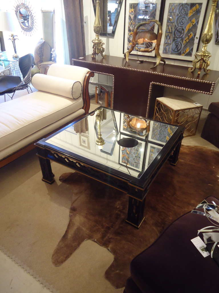 Mid-20th Century Ebonized and Giltwood Large Square Coffee Table