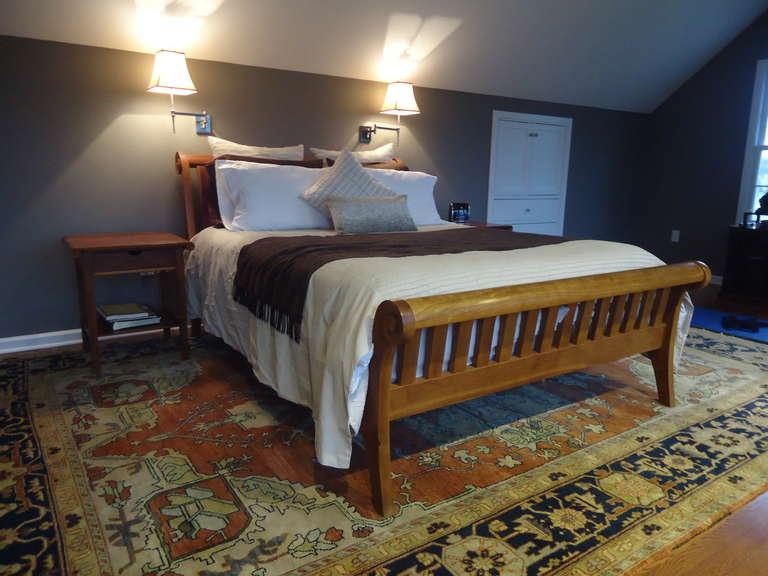American Custom Cherry Queen Sleigh Bed and Matching Night Tables