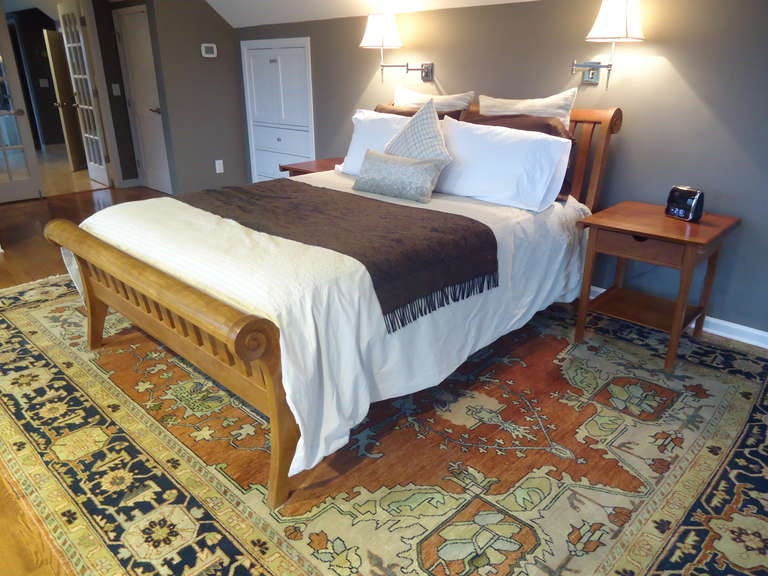 Hand crafted by Vermont furniture maker Shackleton Thomas.
Sold together or separately.  If bed only, $5200.  If only night tables, $2400/pair
Night tables  29 w  22 d  26 h