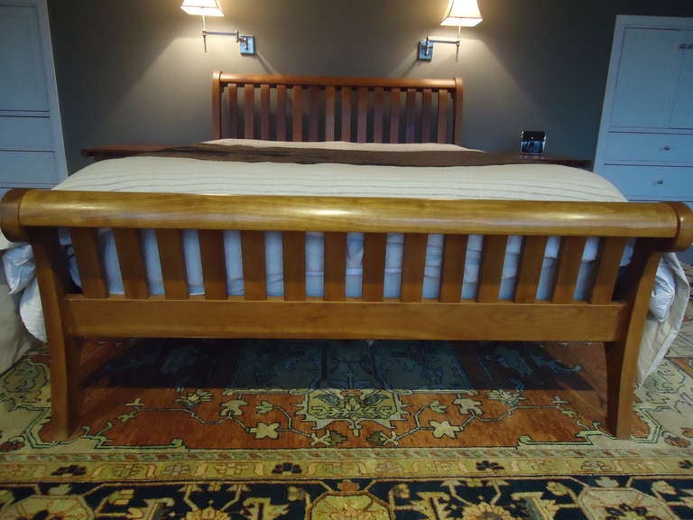 Custom Cherry Queen Sleigh Bed and Matching Night Tables 1