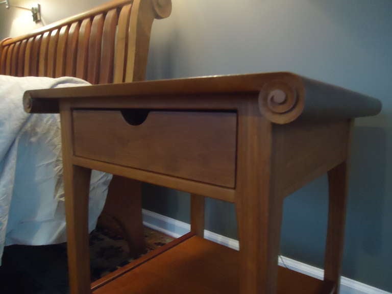 Custom Cherry Queen Sleigh Bed and Matching Night Tables 4