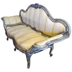 Dramatic Venetian Style Silver Gilt and Painted Polychromed Sofa