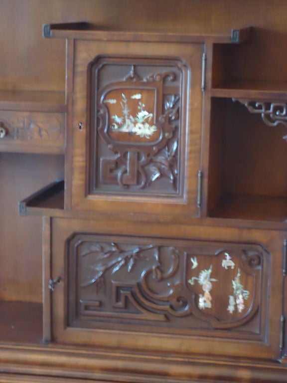 French Inlaid Mother of Pearl 2 Piece Desk Cabinet  Japonaise