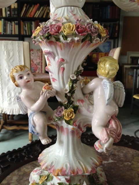 Pair Vintage Capodimonte Candleabras