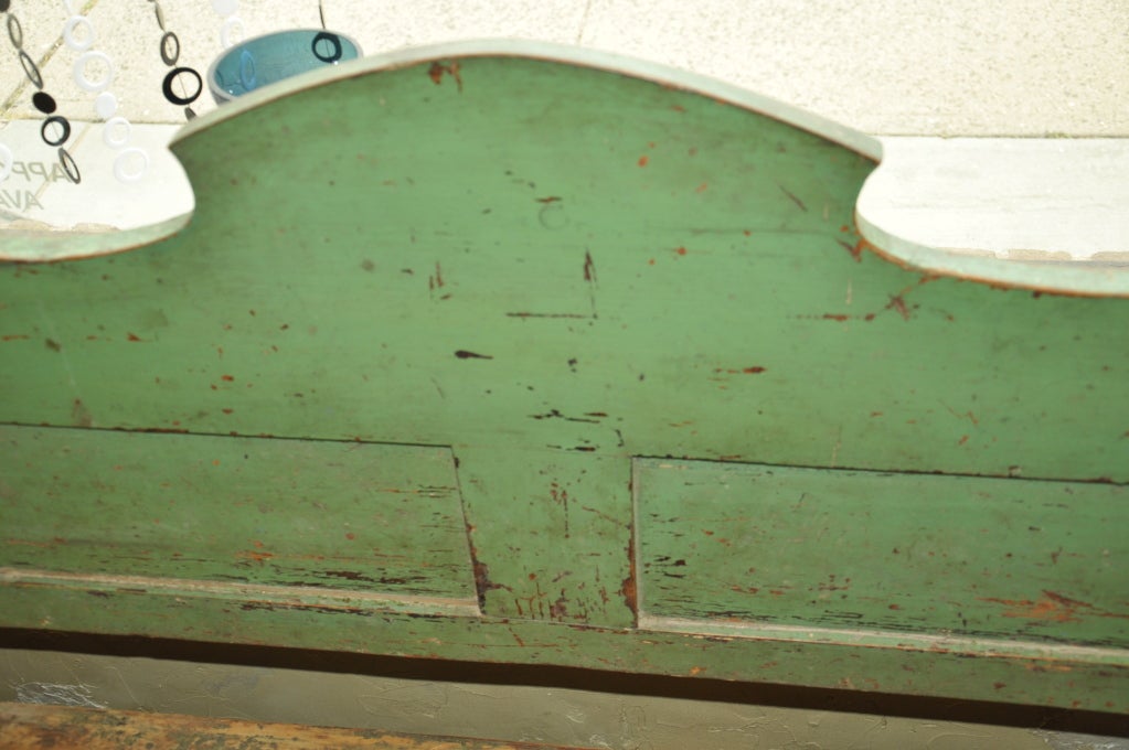 French country painted trunk with original paint in a wonderful celadon green.