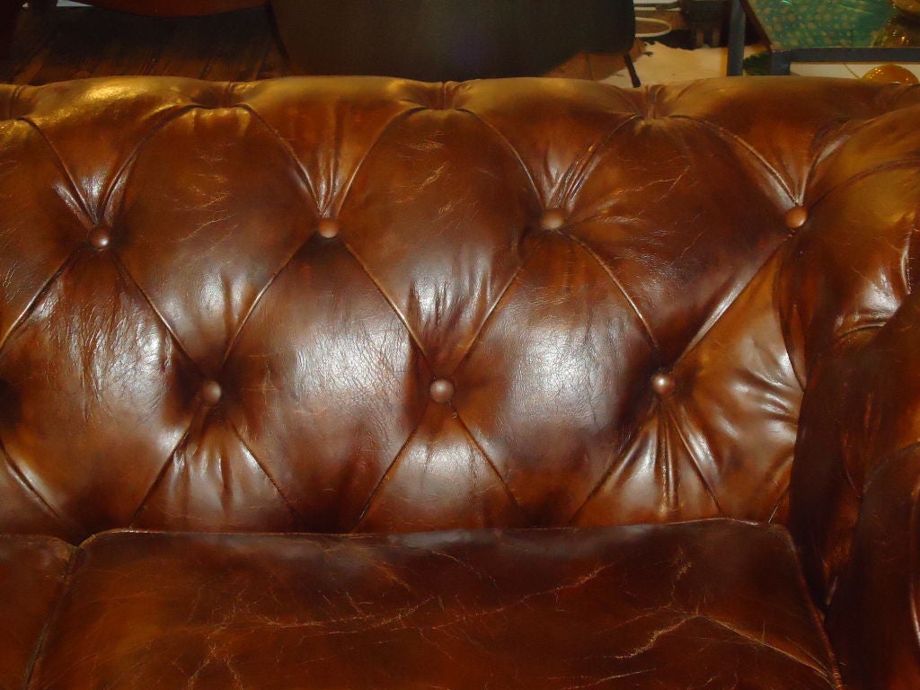 Unknown Small Leather Chesterfield Sofa