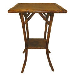 English Bamboo Side Table with Cane Top