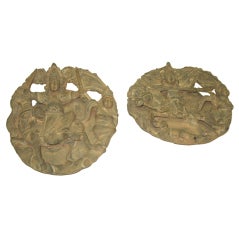 Carved Stone Warrior Medallions