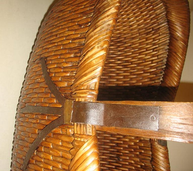 Folk Art Willow Basket For Sale