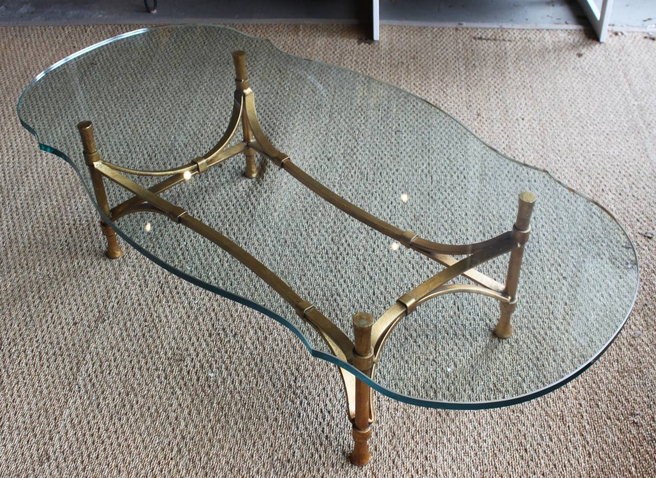 Gilt wrought iron coffee table with 3/4