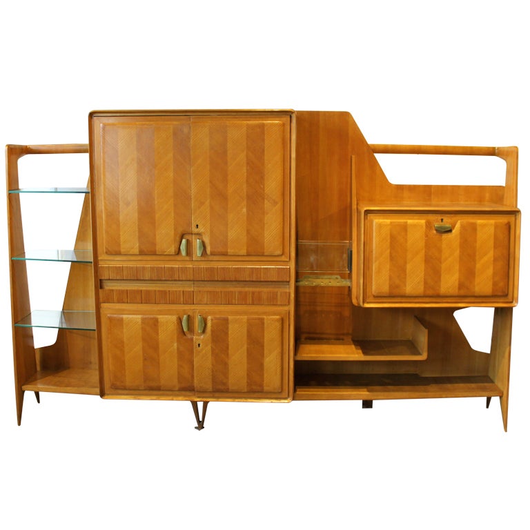 Stunning Mid-Century Italian Wall Unit Attributed to Dassi For Sale