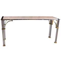 Chrome, Brass and Marble Console Table