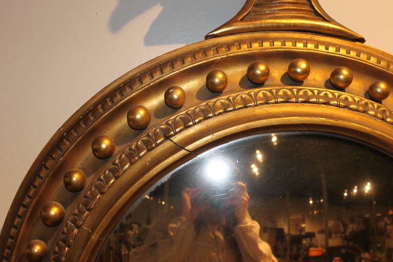 Wood Period American Federal Convex Mirror