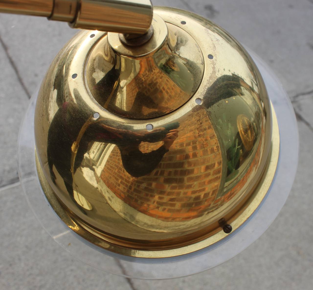 Modern Brass and Lucite Floor Lamp