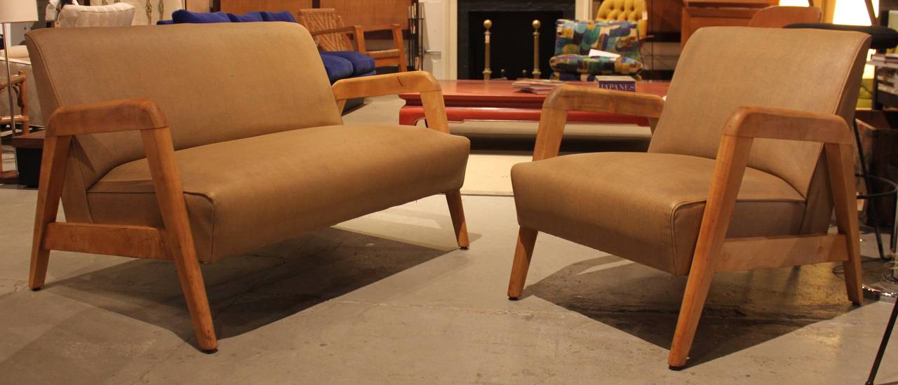Birch Mid-Century Modern Settee