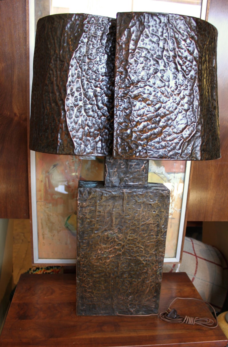 Oversized Copper Table Lamp In Excellent Condition For Sale In Hudson, NY
