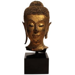 Southeast Asian Gilt Bronze Head of Buddha Southeast Asian Gilt Bronze Head of Buddha