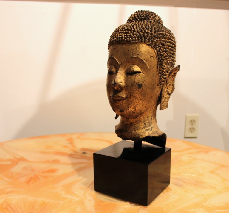 Southeast Asian Gilt Bronze Head of Buddha