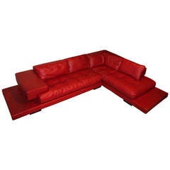 Used Red Leather Roche Bobois Sectional Sofa