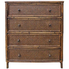 Asian Style Cane Rattan Chest of Drawers Dresser
