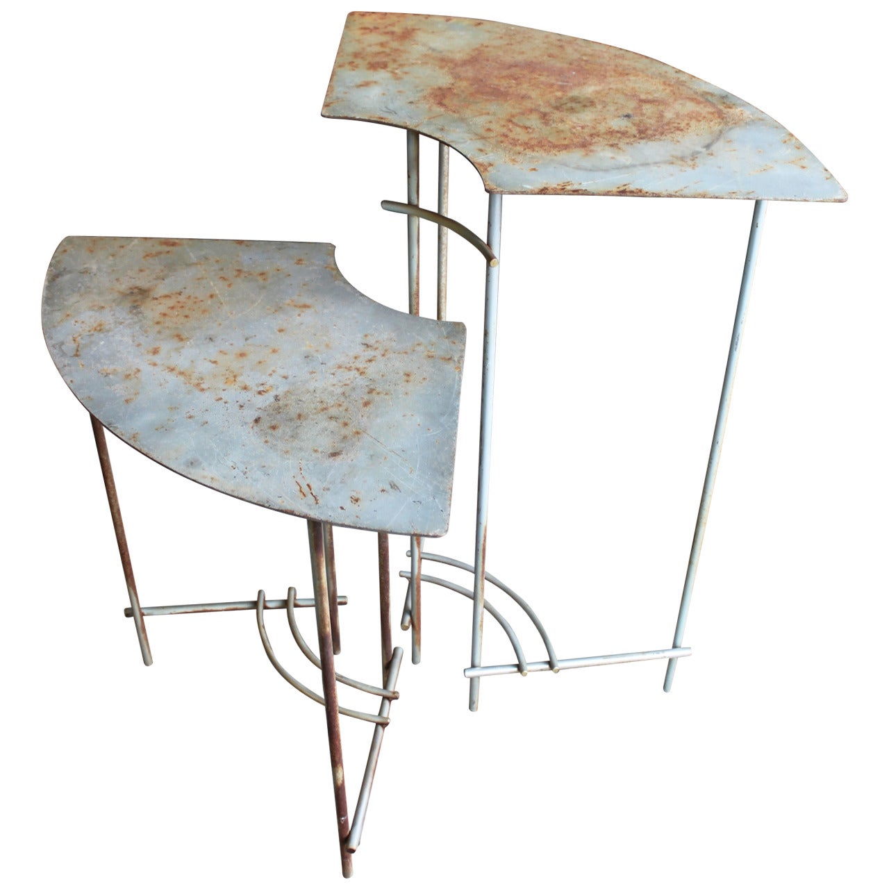 Pair of Vintage Modern Plant Metal Tables For Sale