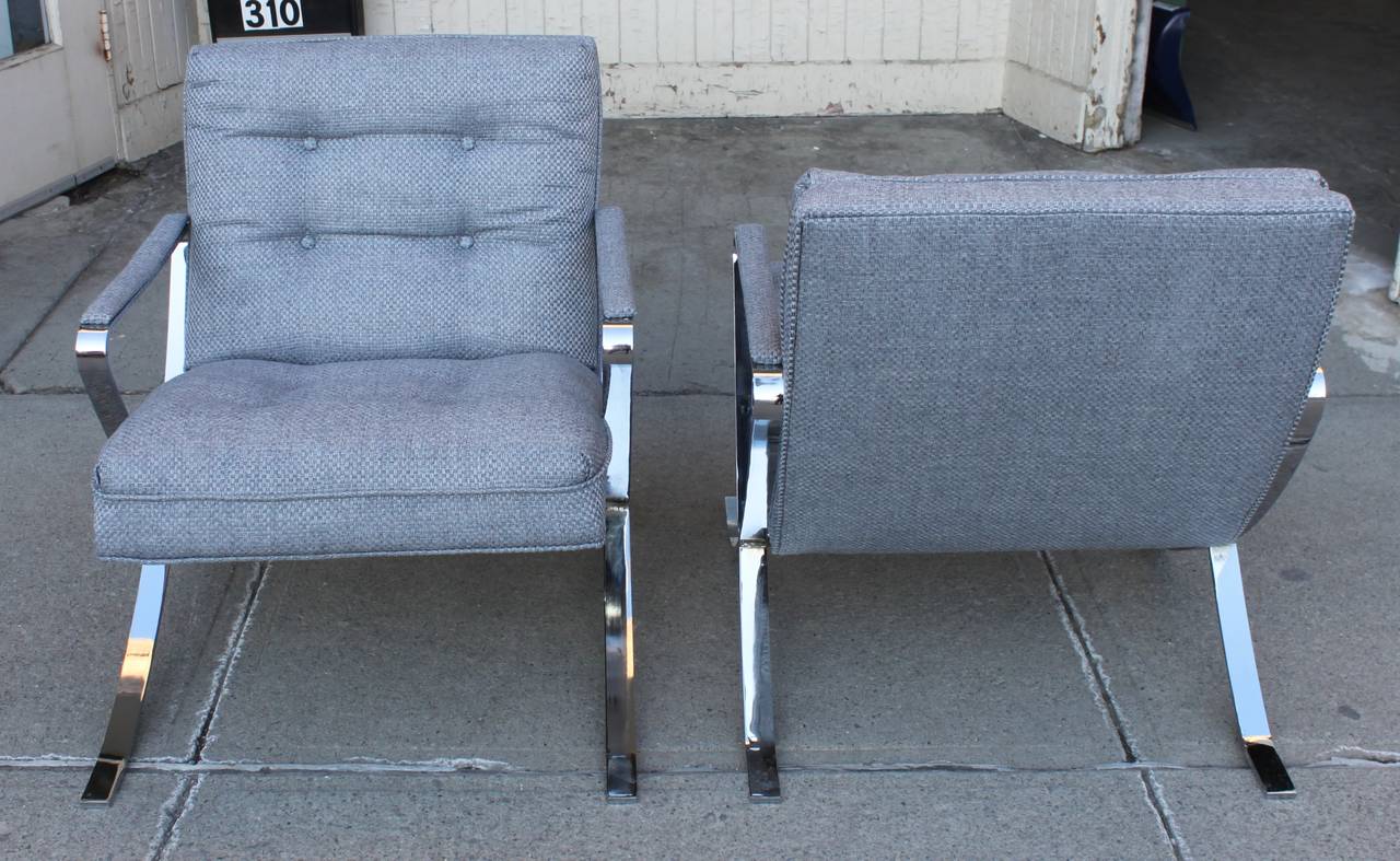 Late 20th Century Vintage Polished Chrome Lounge Chairs For Sale