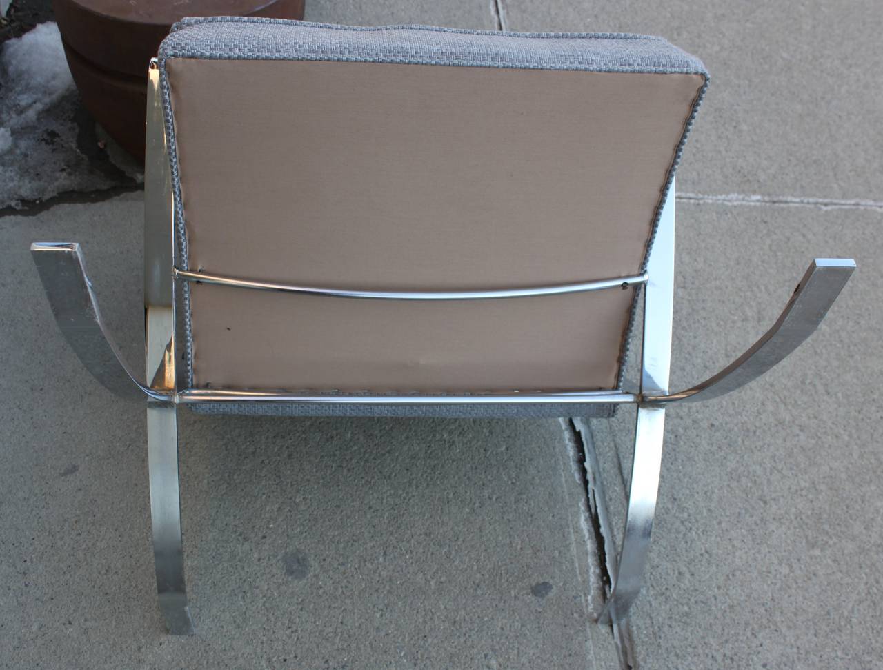Fabric Vintage Polished Chrome Lounge Chairs For Sale
